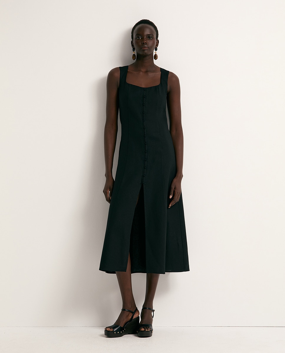 Imagem 0 de Vestido de Linho com Botões