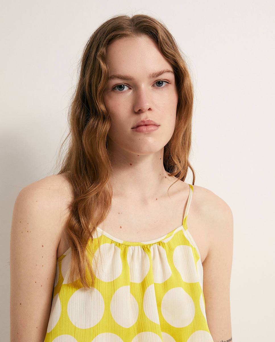 Vestido com Folhos Amarelo-3