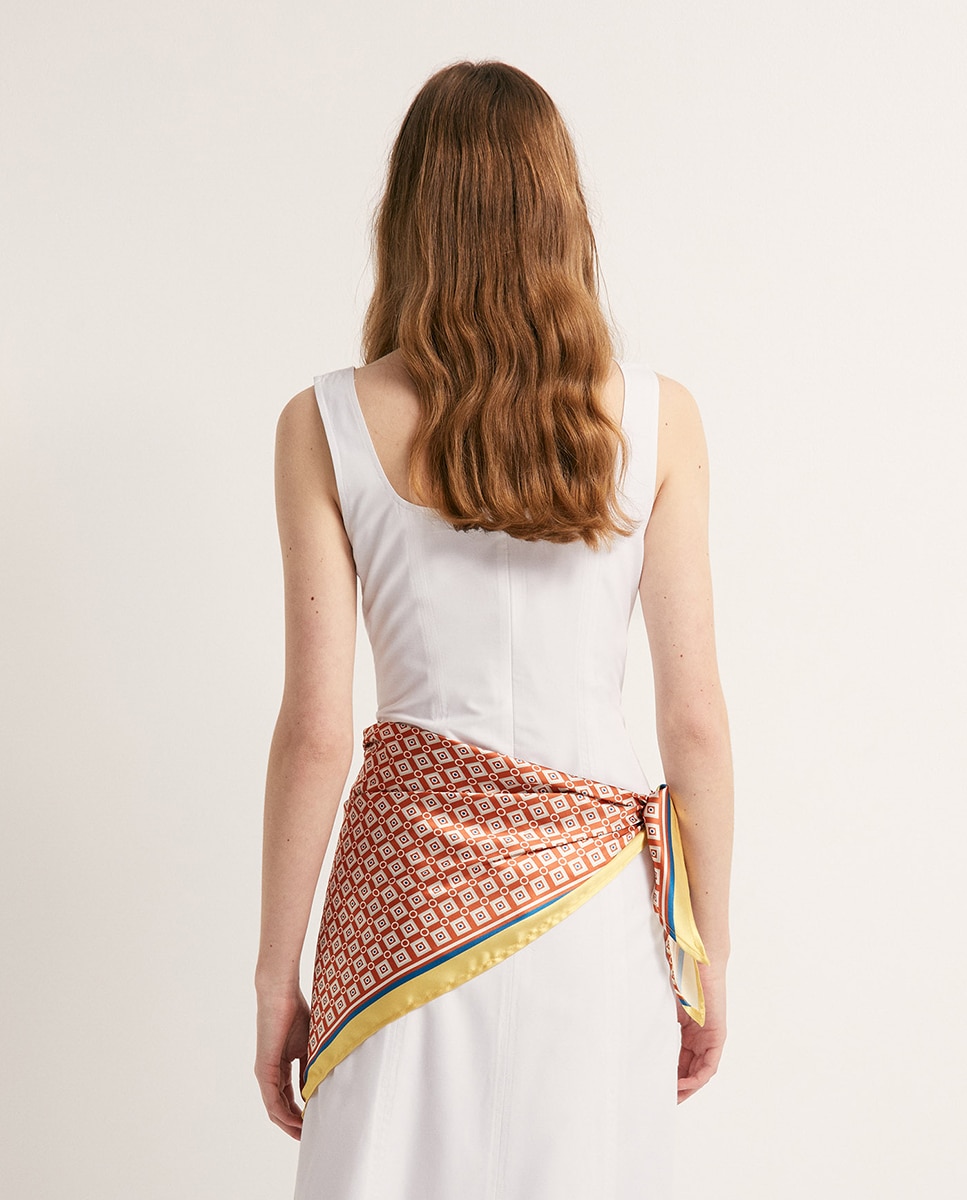 Vestido midi com lenço Branco-5