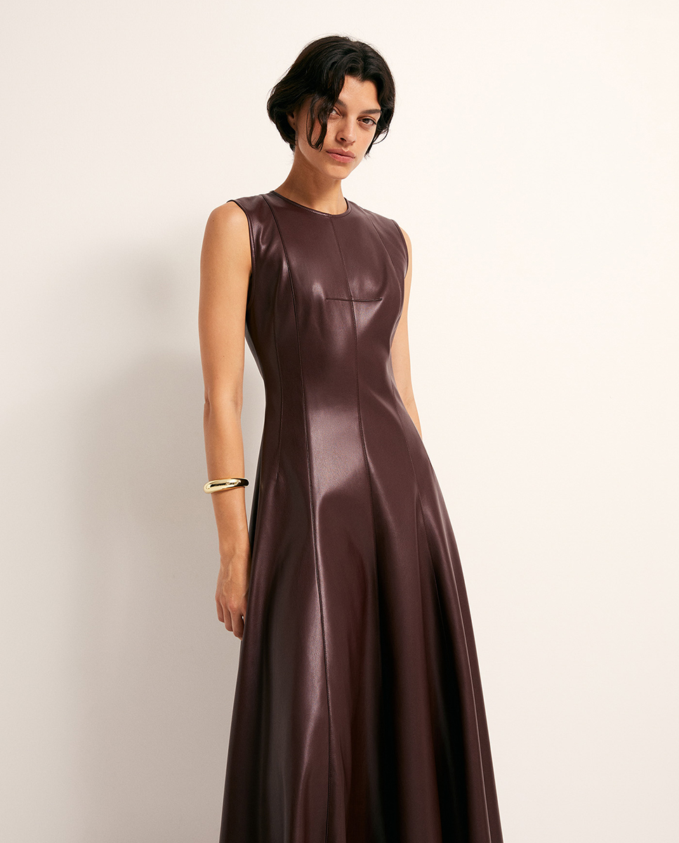 Vestido com efeito de pele 291 Beringela-2