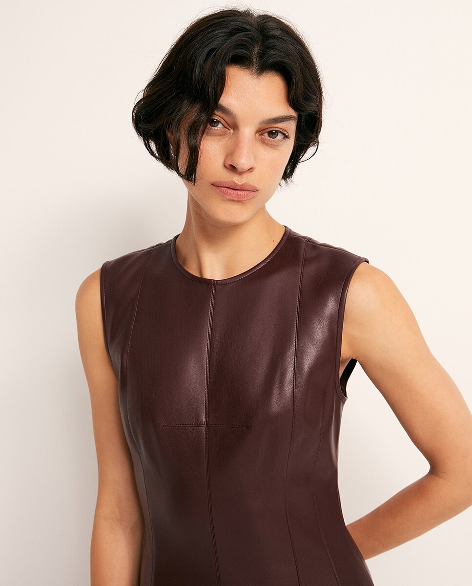 Vestido com efeito de pele 291 Beringela-3