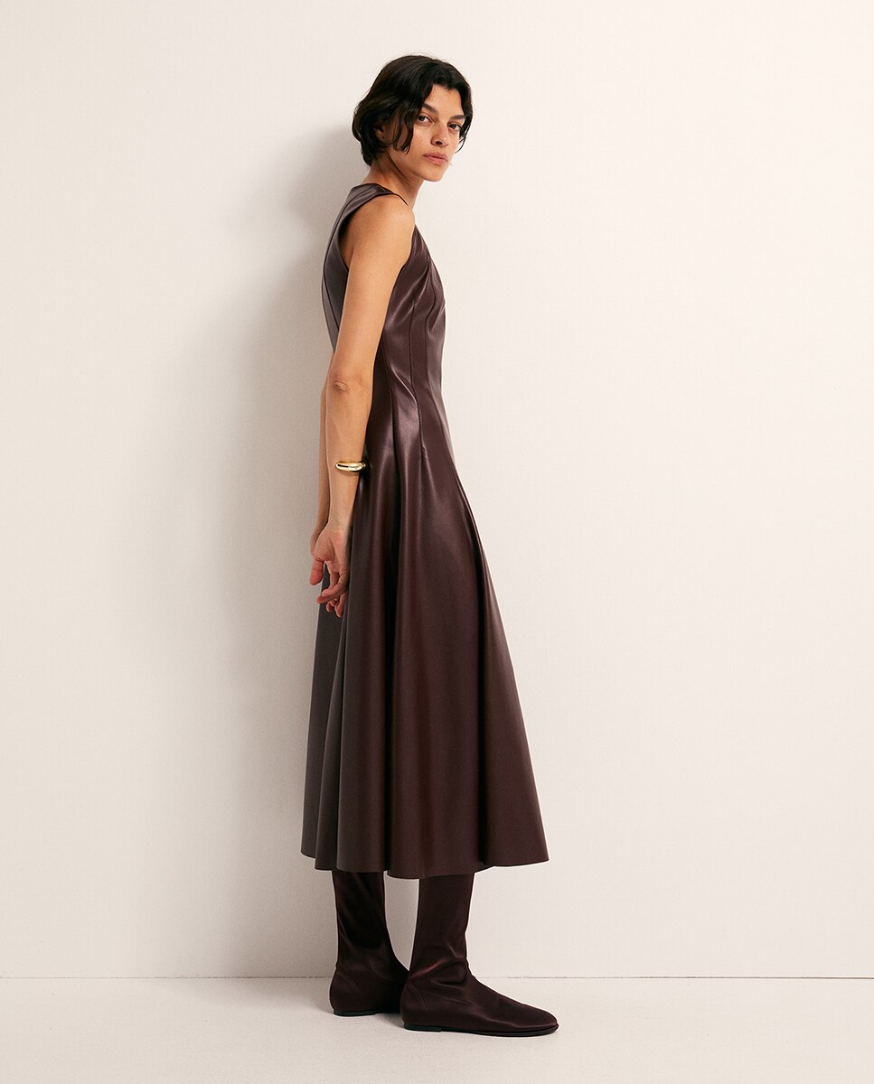 Vestido com efeito de pele 291 Beringela-4