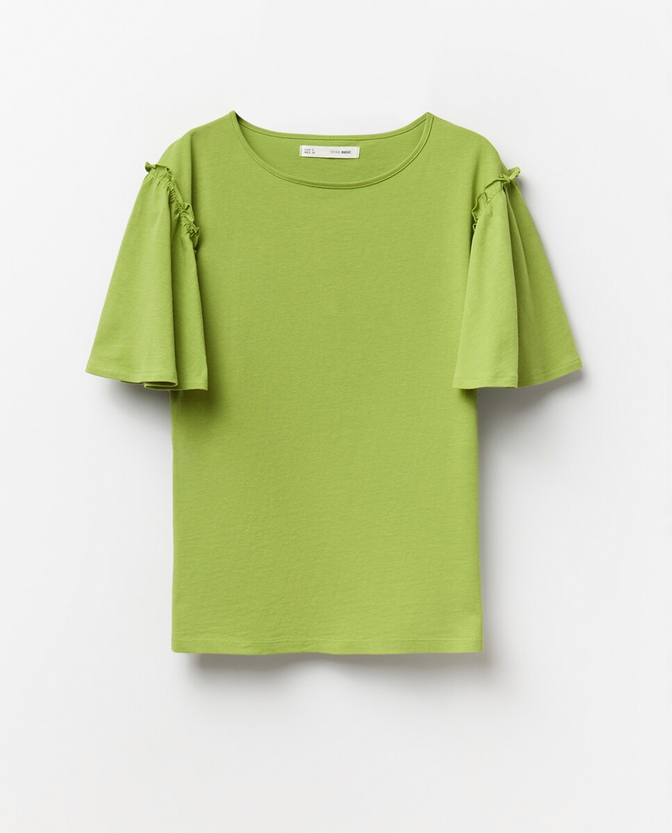 T-shirt Lisa com Folhos Verde-6