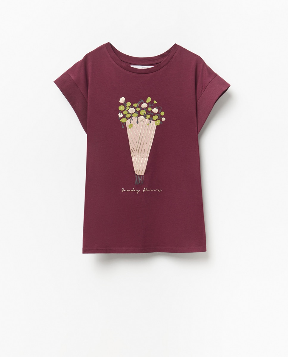 T-shirt com Ilustração Bordeaux-5
