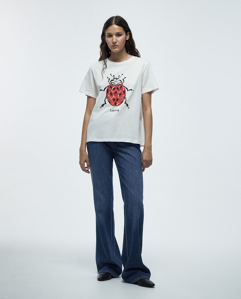 Imagem 0 de T-shirt com Lantejoulas e Estampado Gráfico