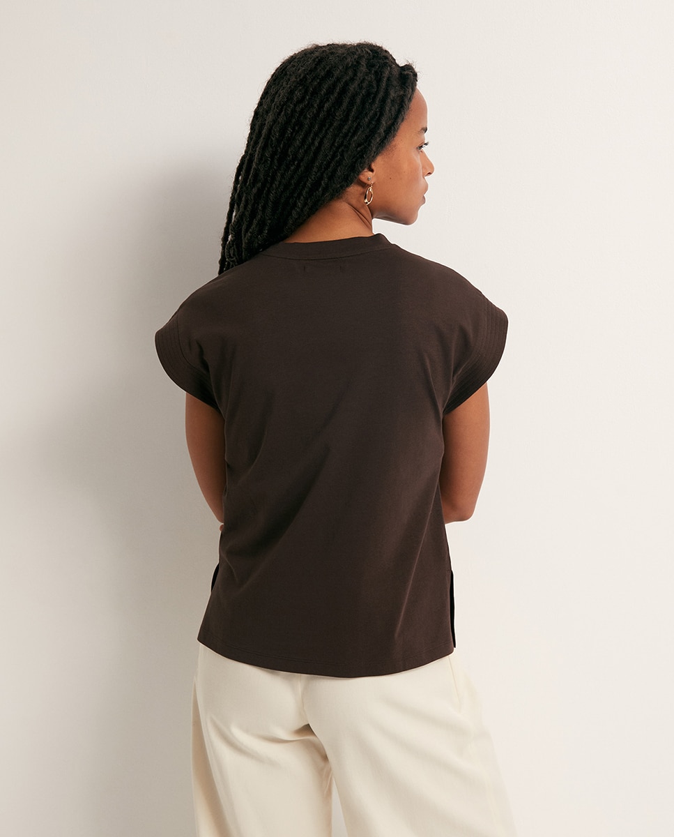 T-shirt básica lisa Chocolate-5