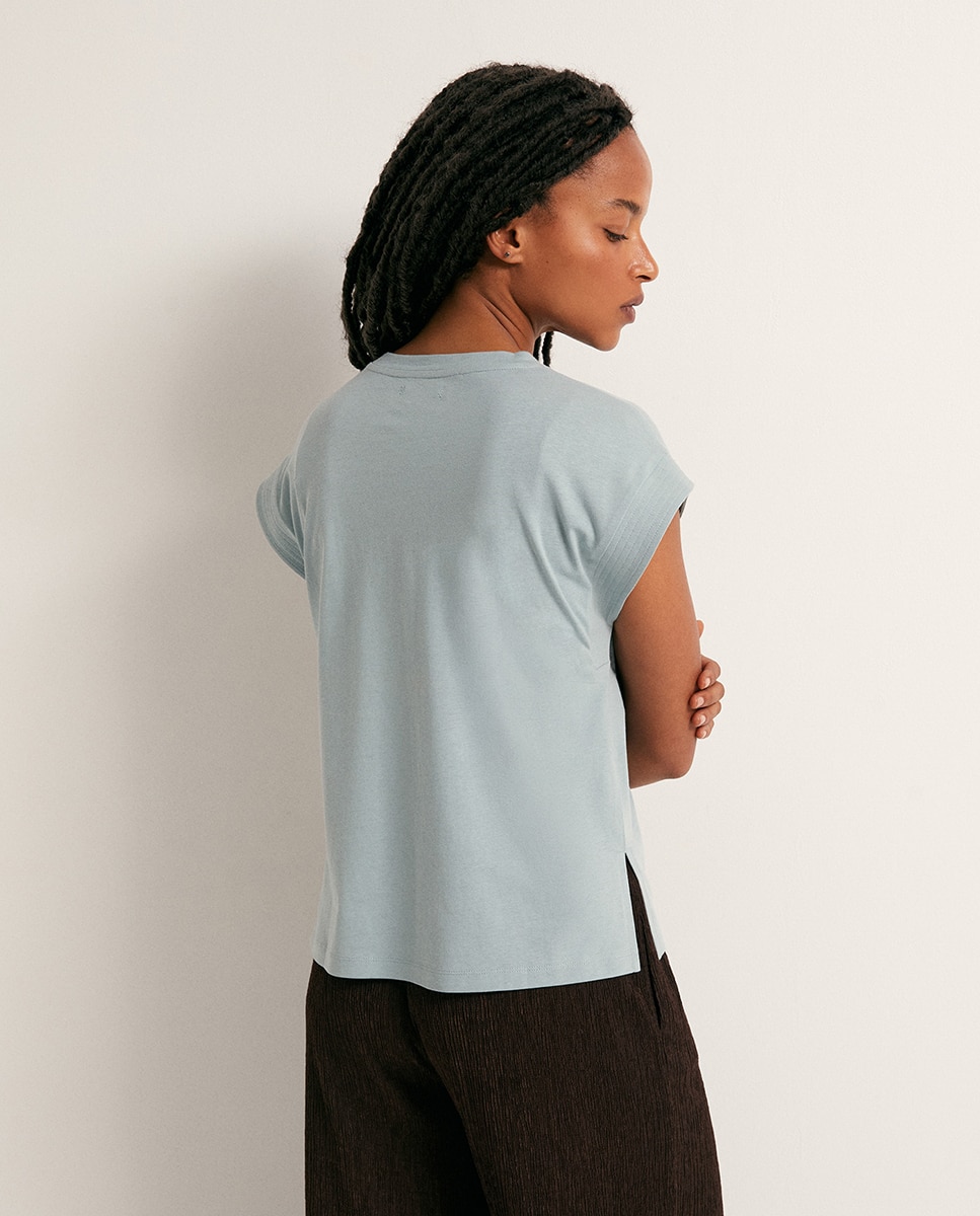 T-shirt básica lisa Verde-5