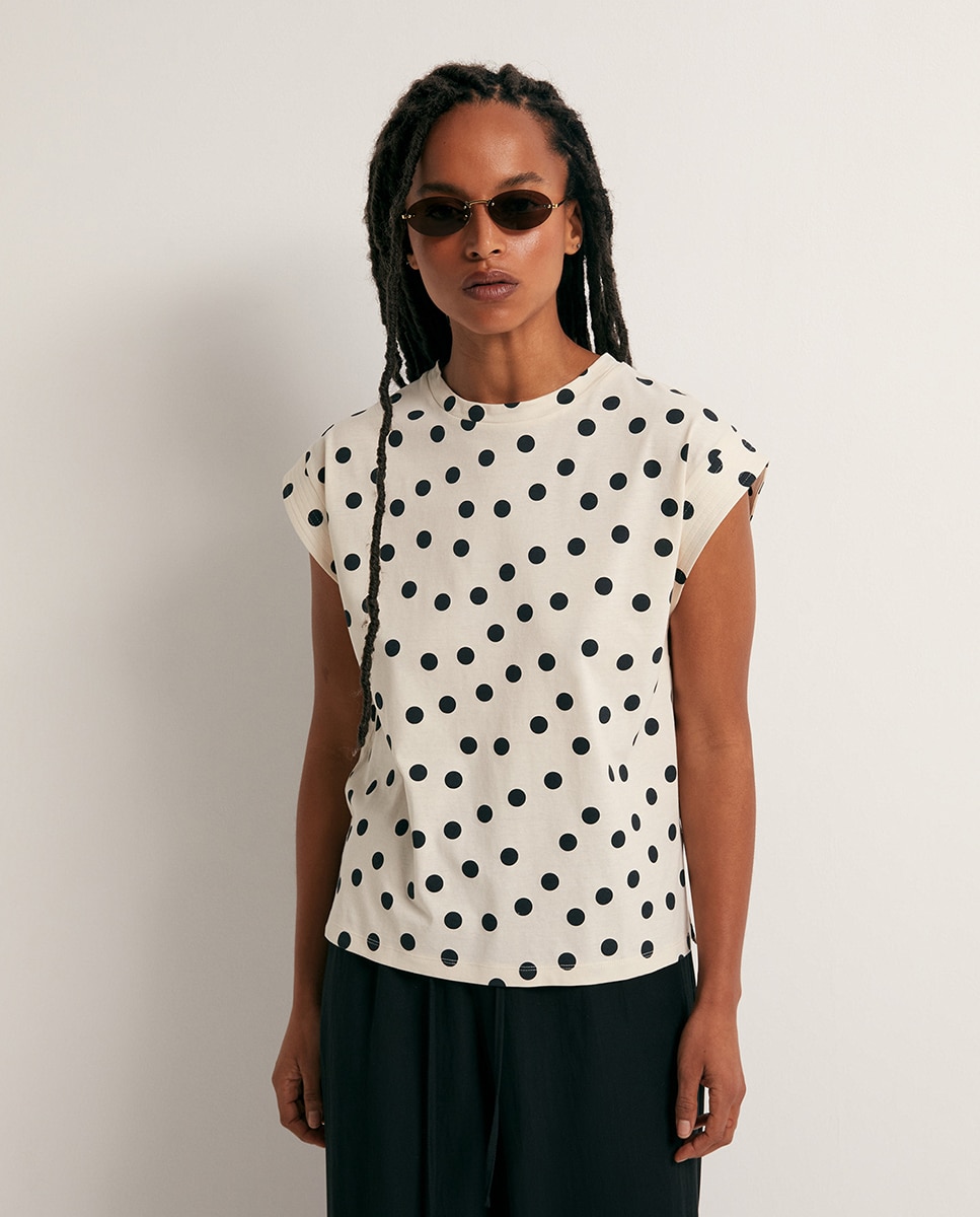 T-shirt básica estampada Branco-1