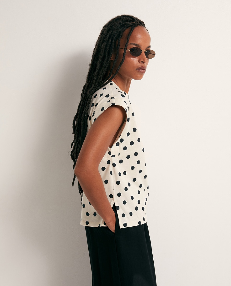 T-shirt básica estampada Branco-4