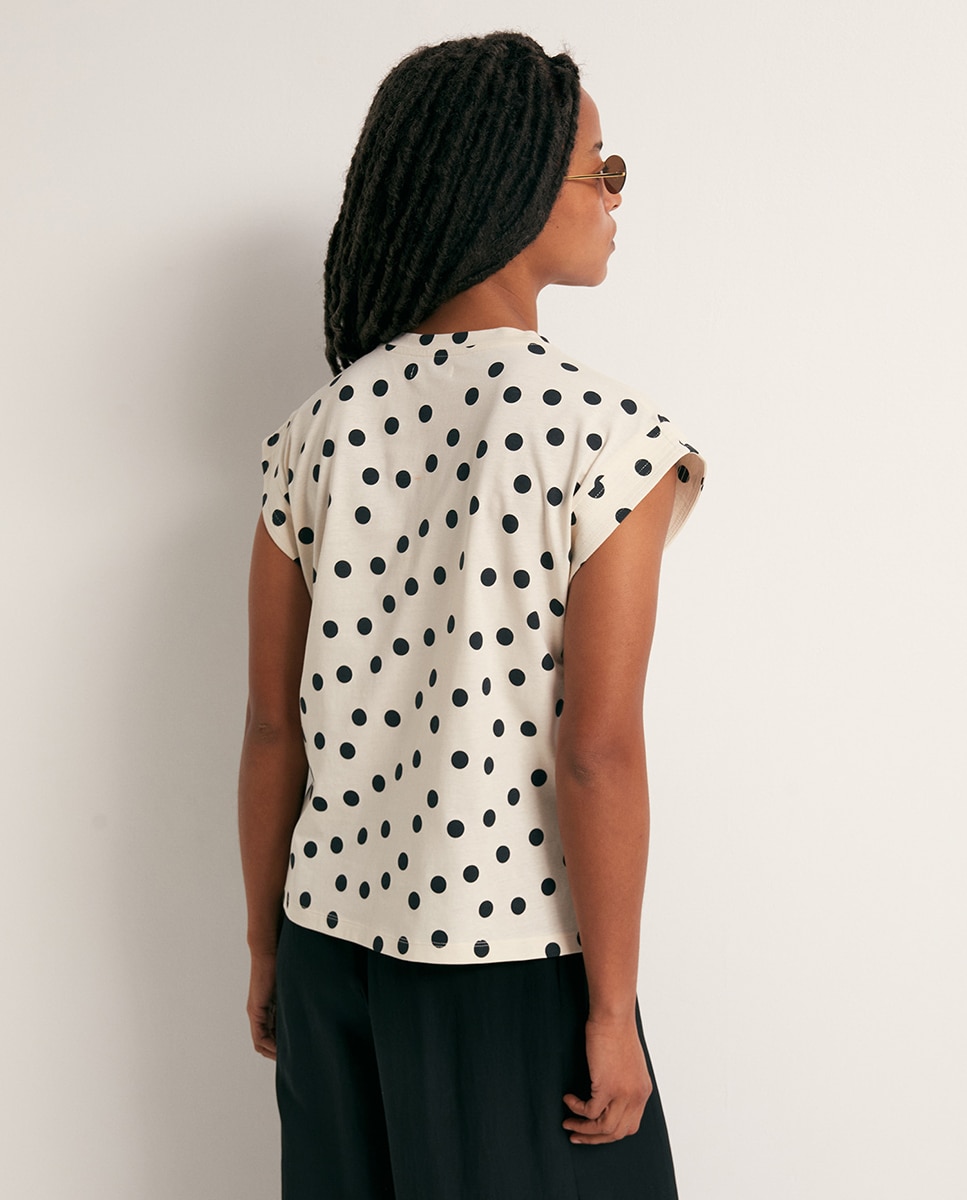 T-shirt básica estampada Branco-5