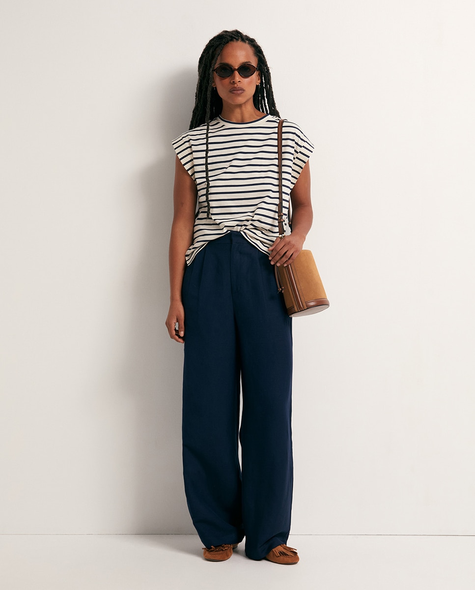 T-shirt básica estampada Azul-marinho-2