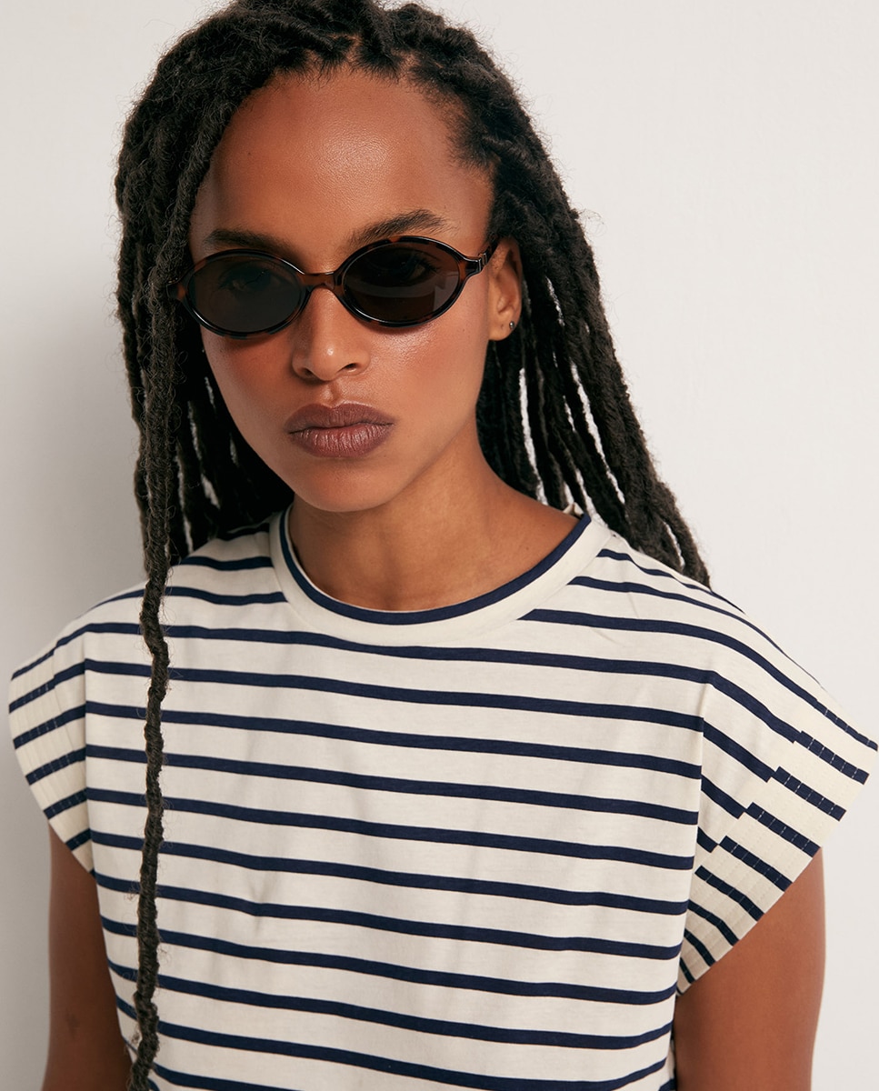 T-shirt básica estampada Azul-marinho-3