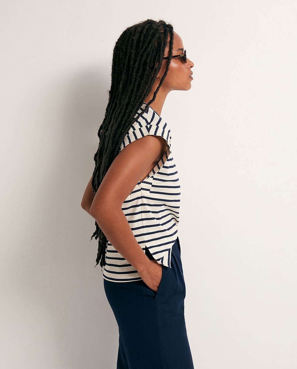 T-shirt básica estampada Azul-marinho-4