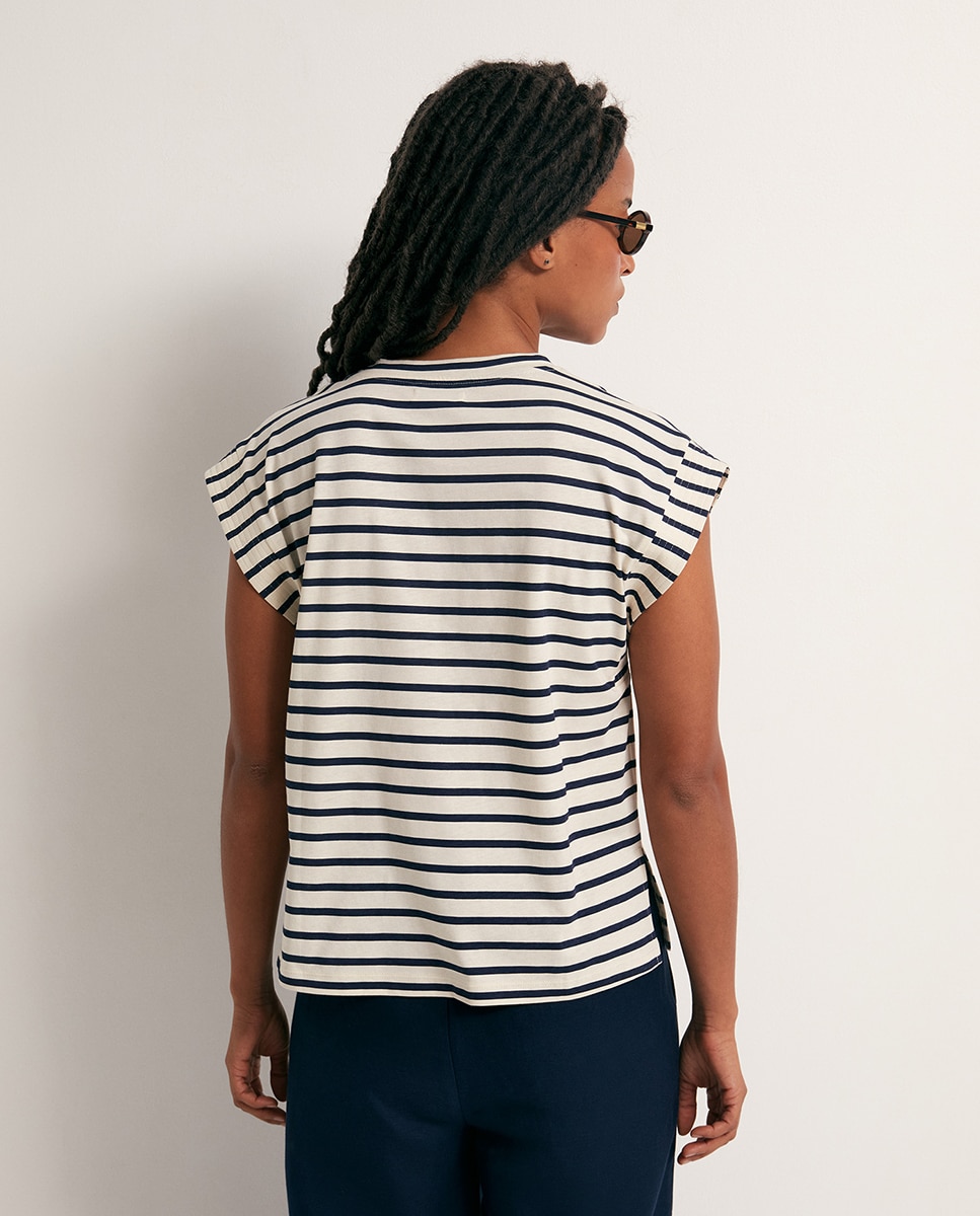 T-shirt básica estampada Azul-marinho-5