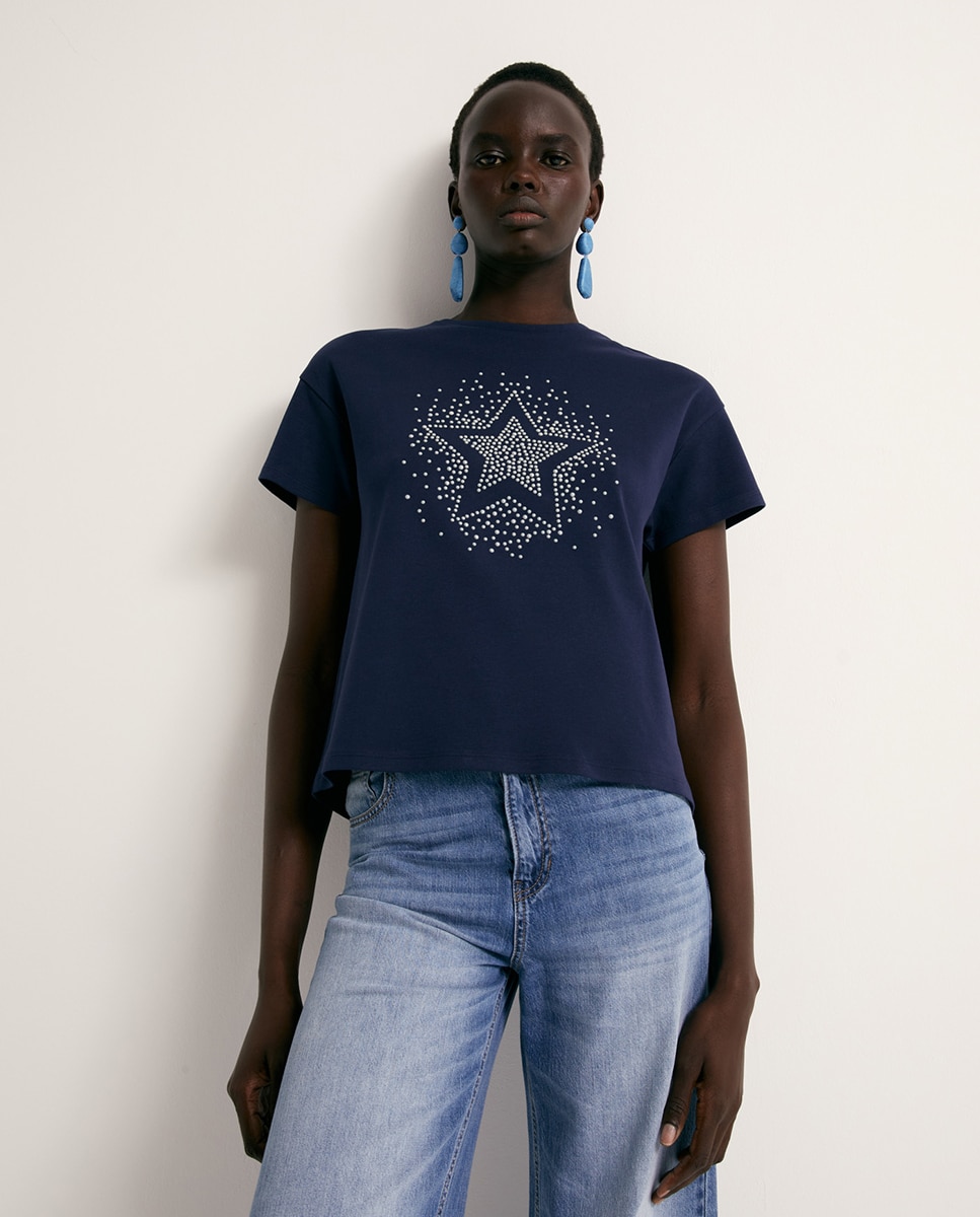 Imagem 0 de T-shirt com Pérolas à Frente