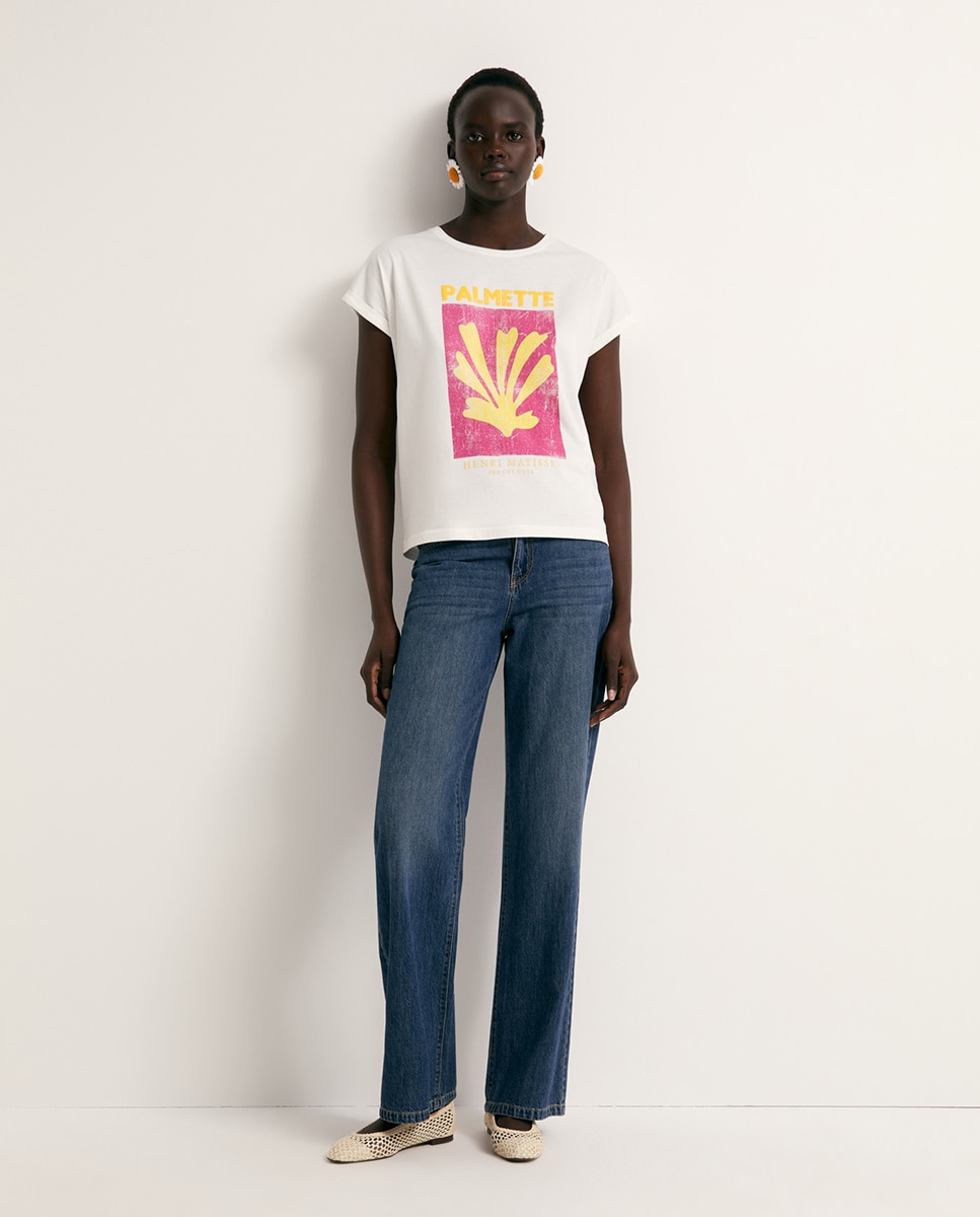 T-shirt com Estampado Matisse Rosa-2