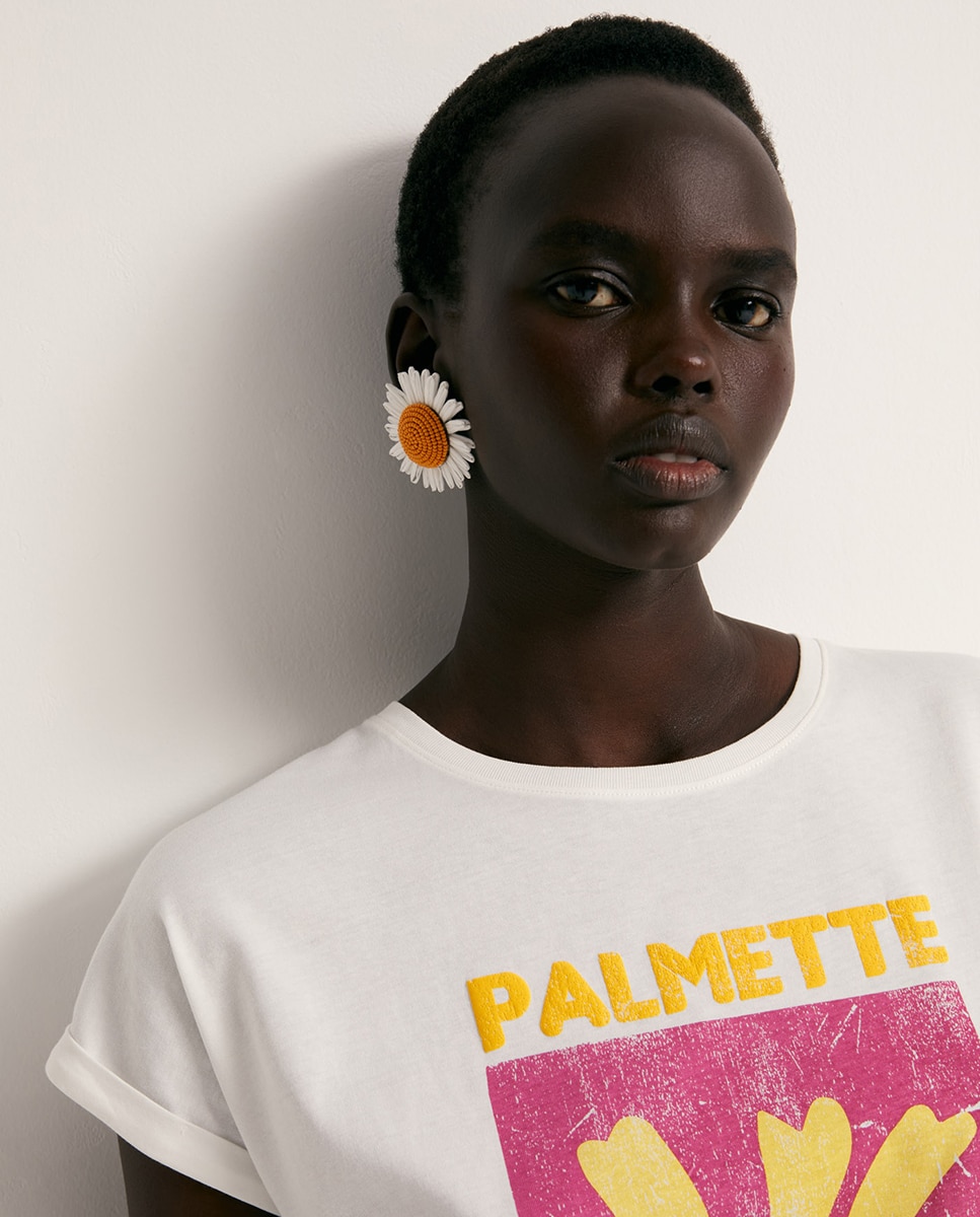 T-shirt com Estampado Matisse Rosa-3