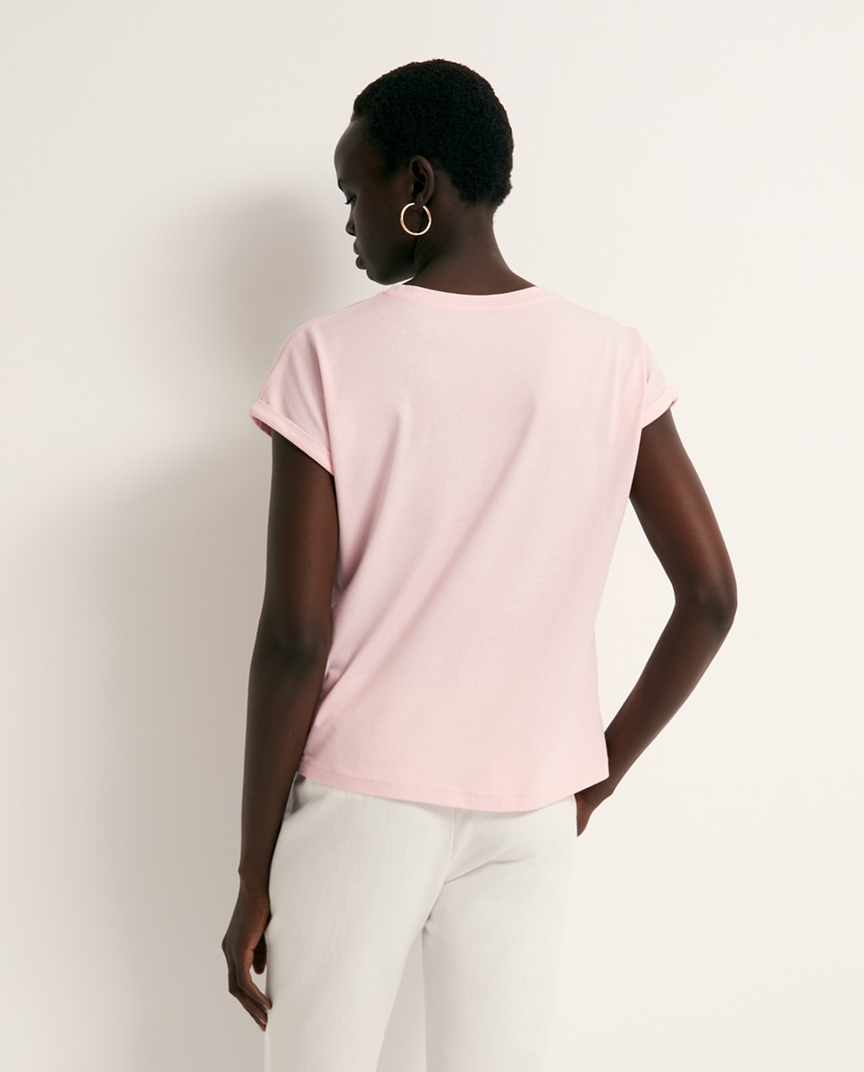 T-shirt com Estampado Matisse Rosa-4