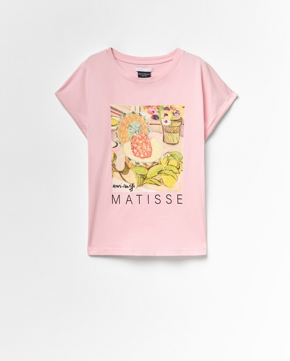 T-shirt com Estampado Matisse Rosa-5