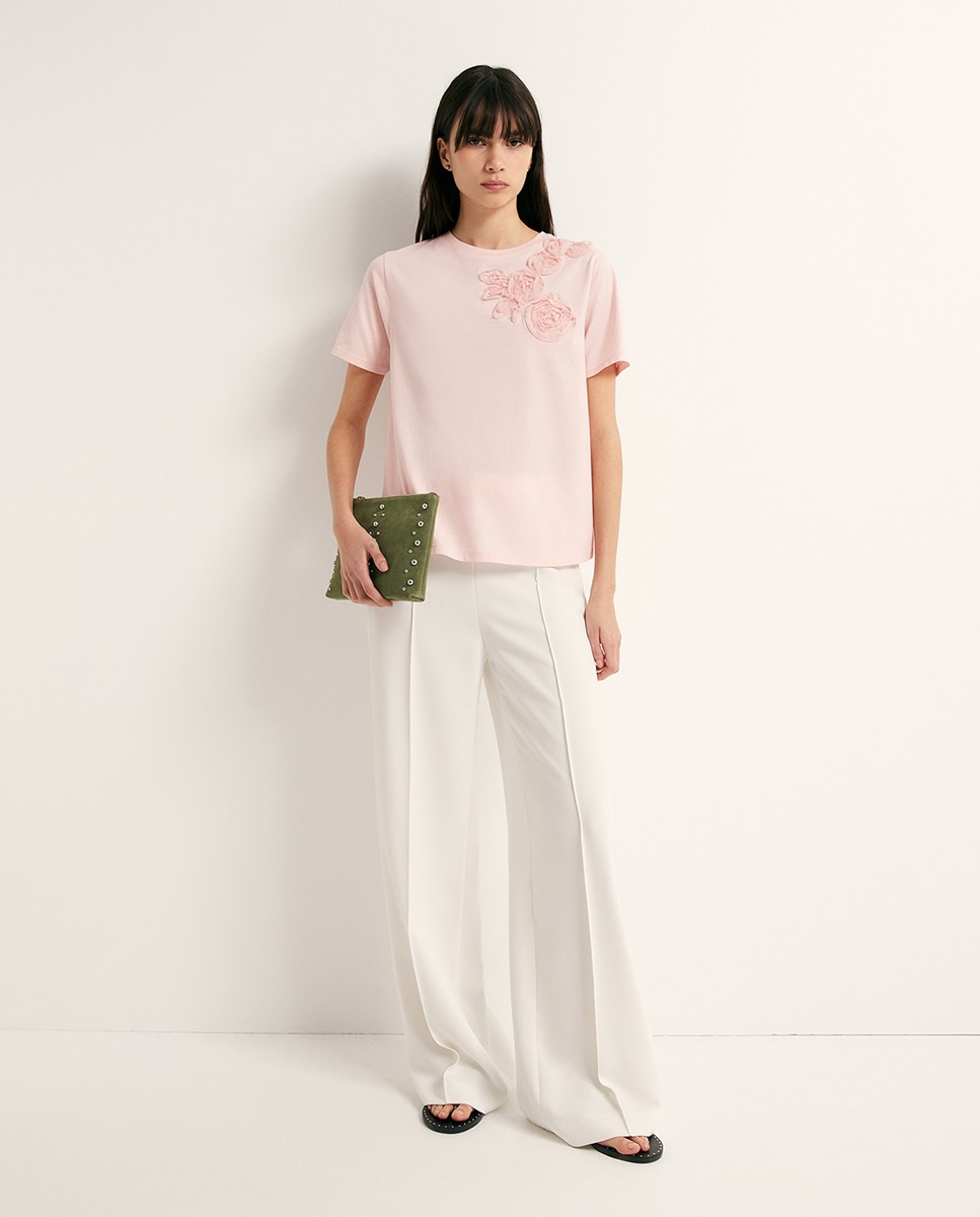 T-shirt com Adorno Rosa-claro-2