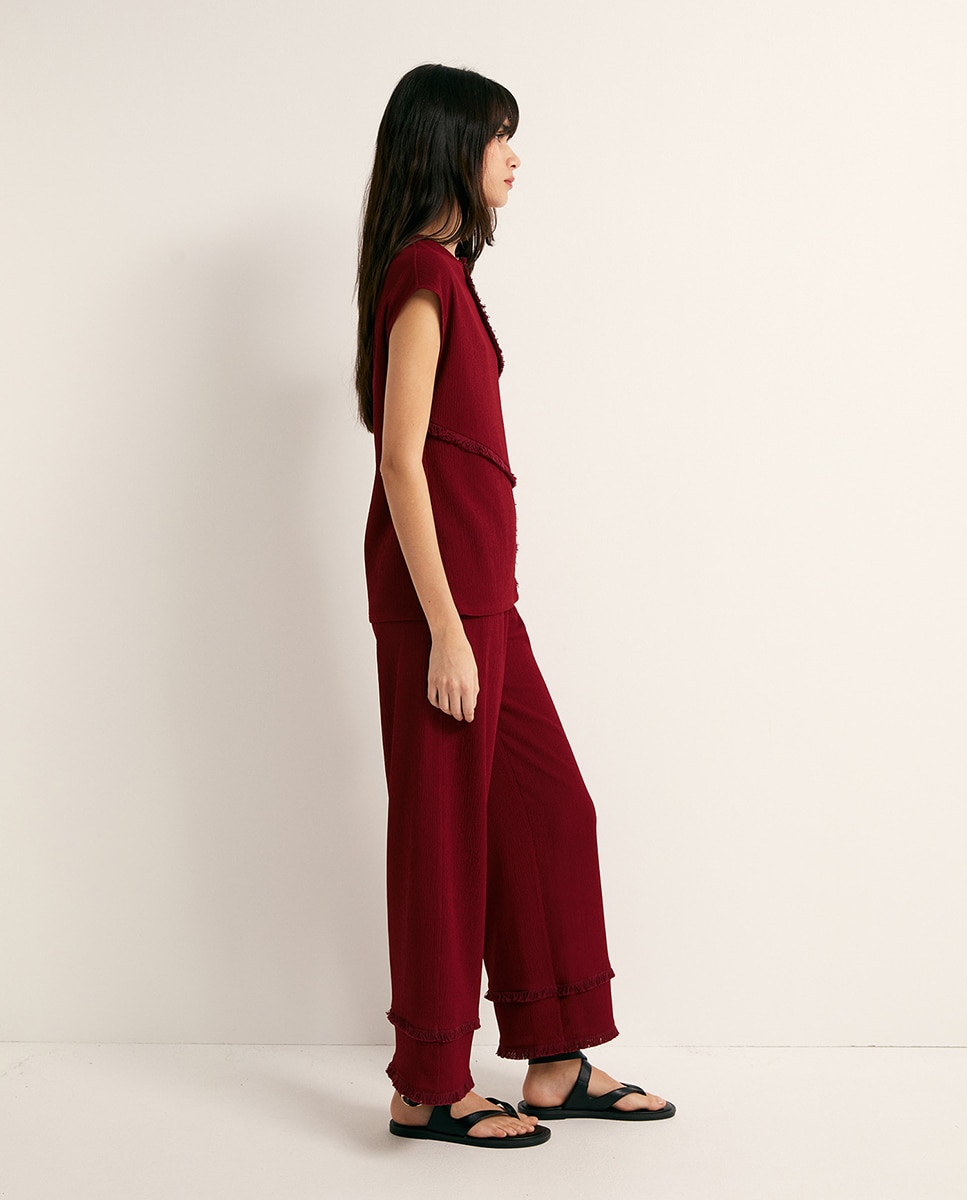 Top com Textura e Franjas Bordeaux-4