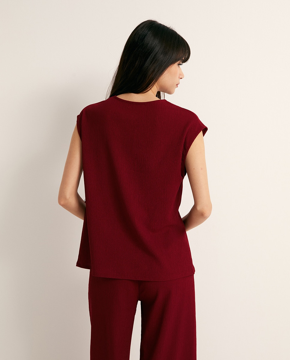 Top com Textura e Franjas Bordeaux-5