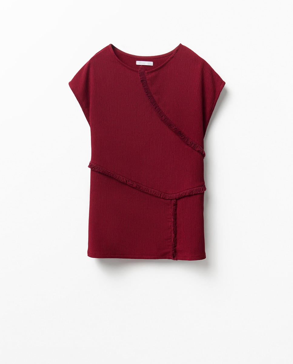 Top com Textura e Franjas Bordeaux-6