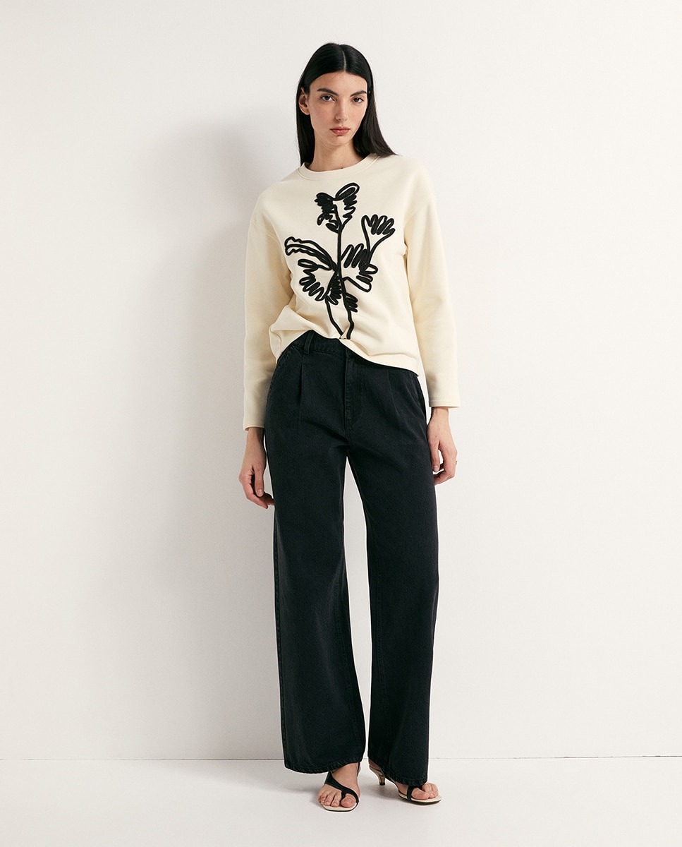 Sweatshirt com Aplique de Cordão Cru-2