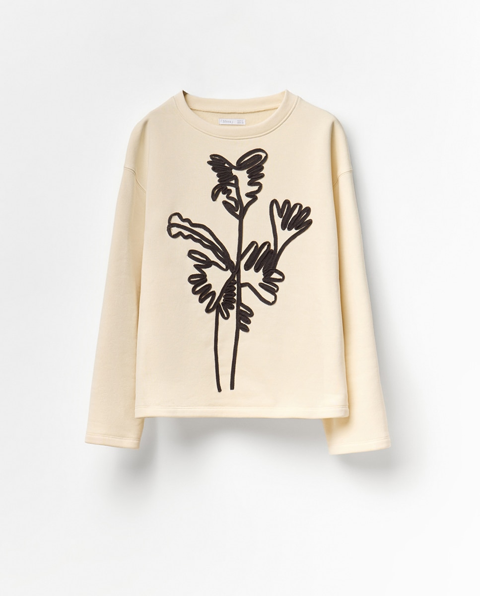 Sweatshirt com Aplique de Cordão Cru-5