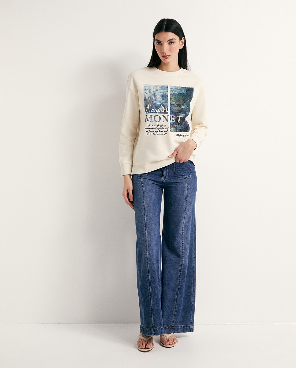 Sweatshirt com Estampado Monet Cru-2