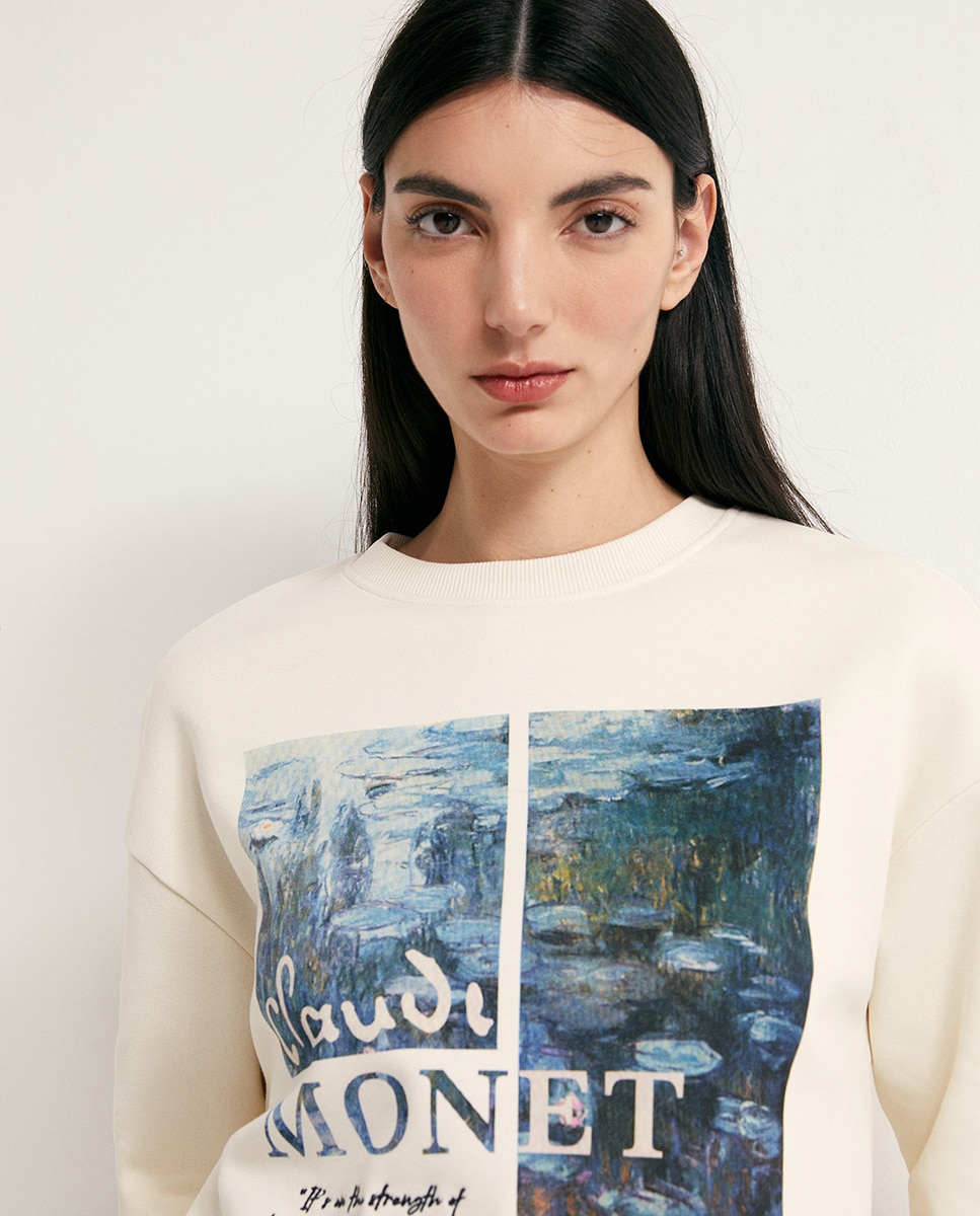 Sweatshirt com Estampado Monet Cru-3