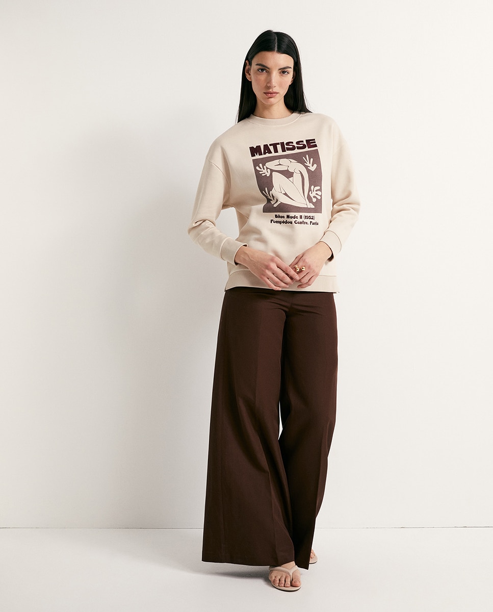 Sweatshirt com Estampado Matisse Bege-2