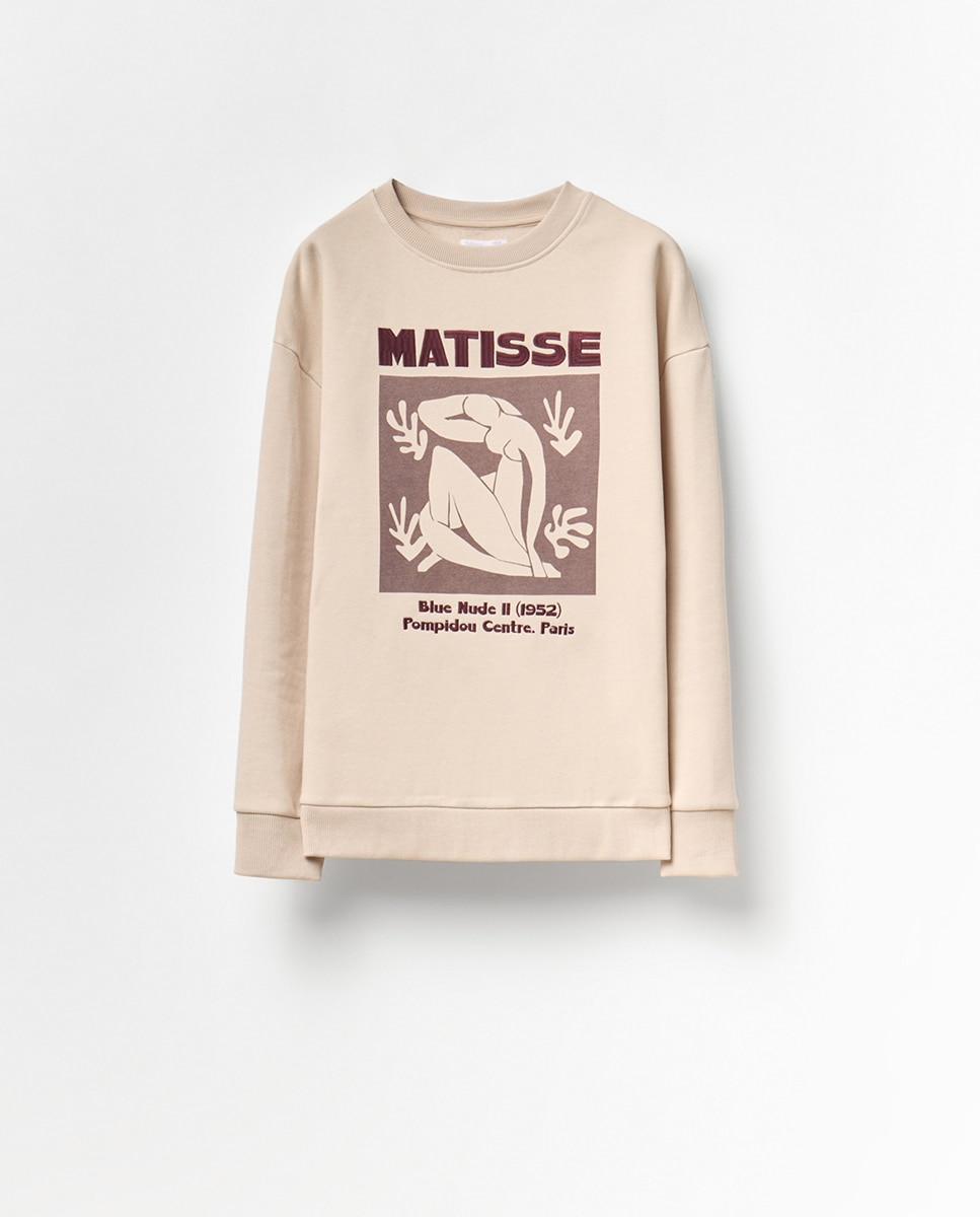 Sweatshirt com Estampado Matisse Bege-5