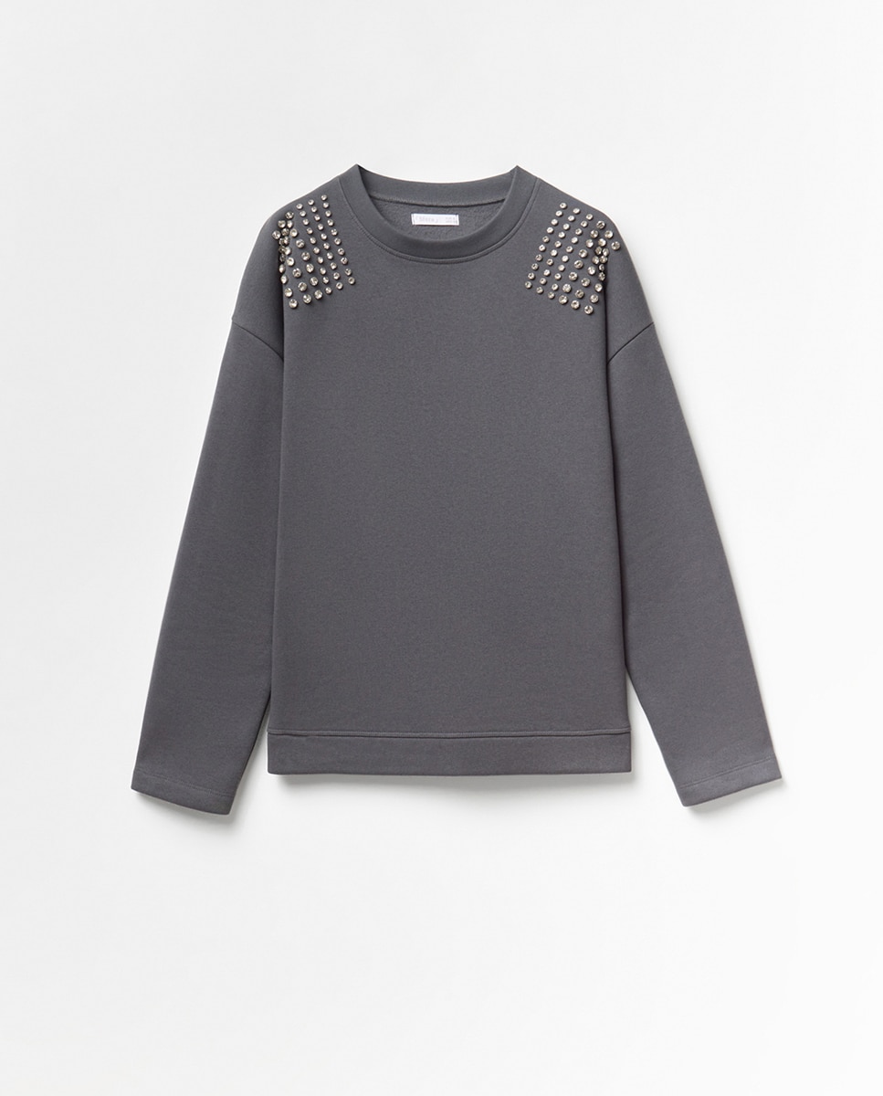 Sweatshirt com Brilhos Chumbo-5