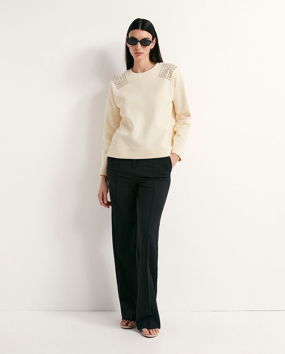 Sweatshirt com Brilhos Cru-2