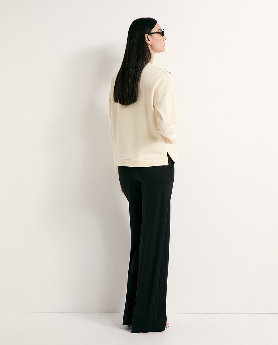 Sweatshirt com Brilhos Cru-4