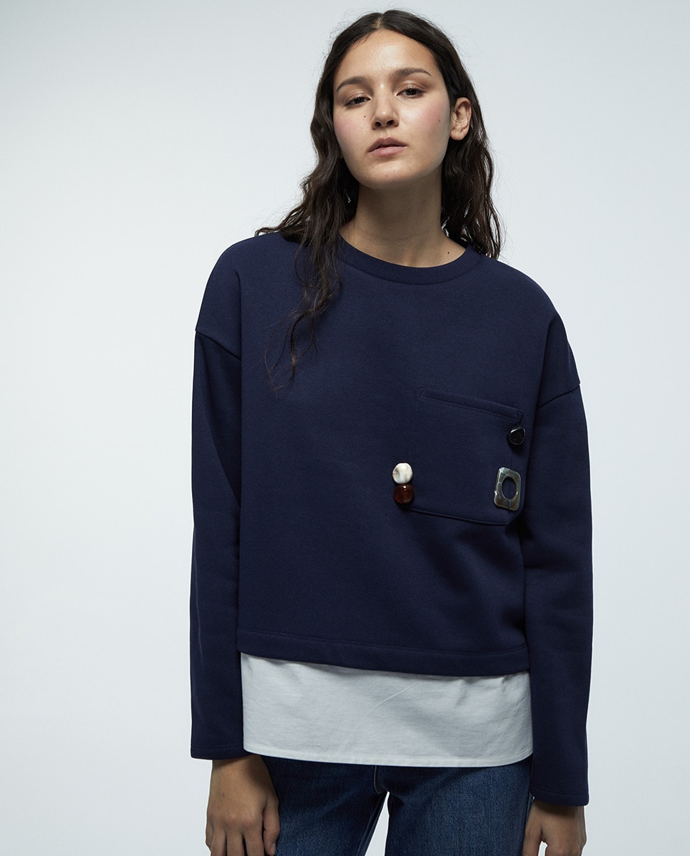 Sweatshirt com Peças Azul-marinho-2