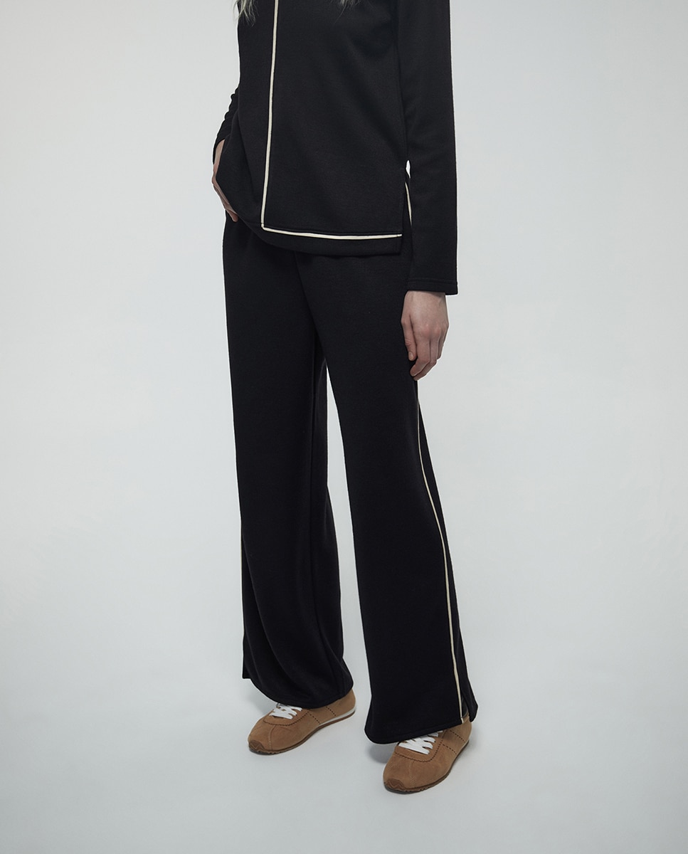 Calças Soft com Vivos Preto-2