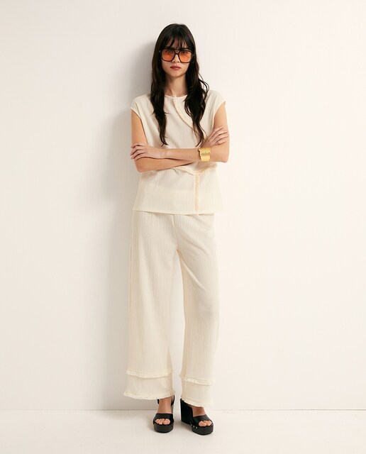 Imagen 0 de Pantalón textura flecos