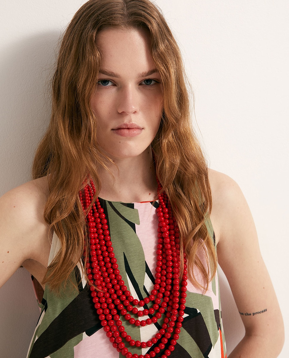 Vestido Evasé Estampado Multicolor-3