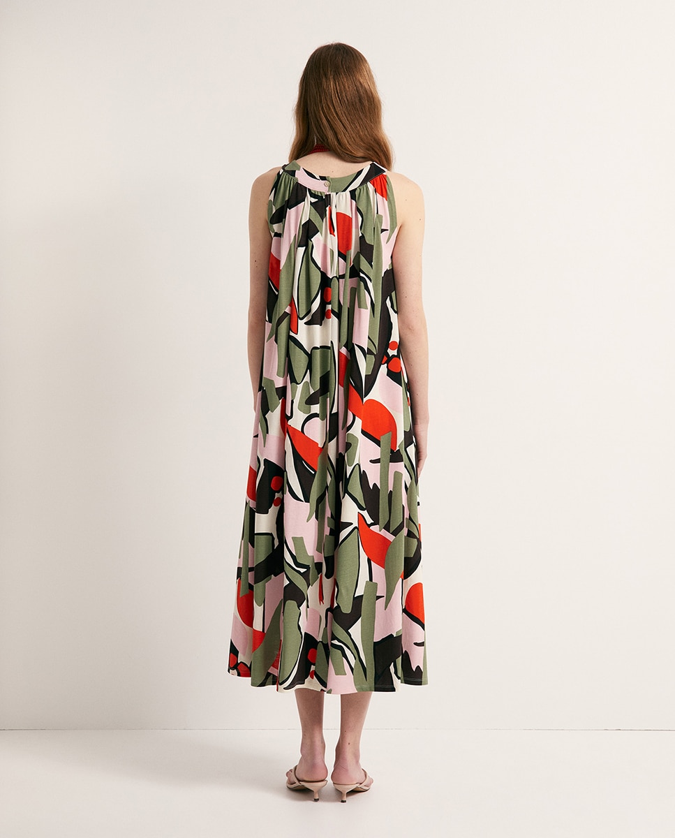 Vestido Evasé Estampado Multicolor-5