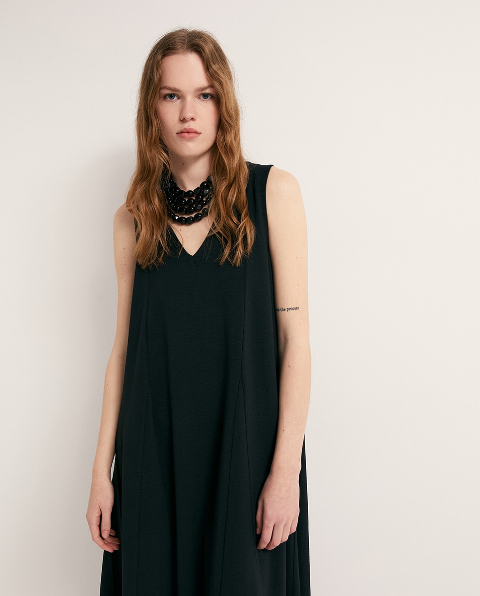 Vestido Rodado Fluido Preto-2