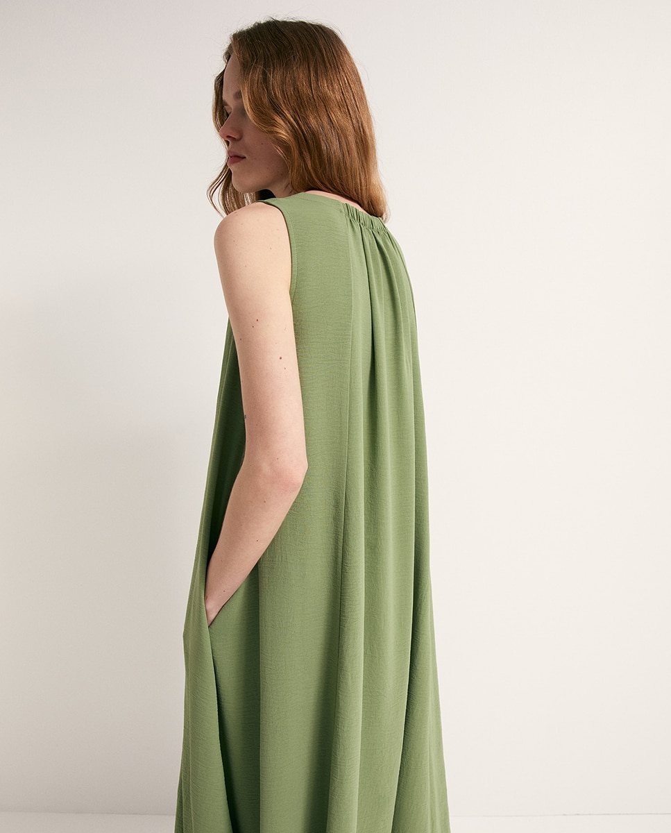Vestido Rodado Fluido Verde-4