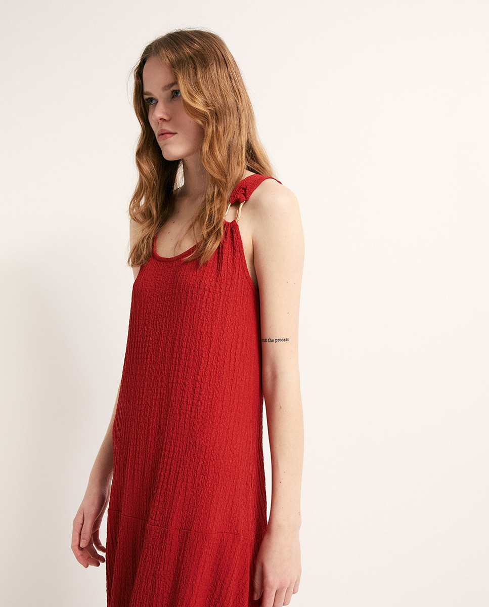 Vestido com Peça com Textura Rosa-2