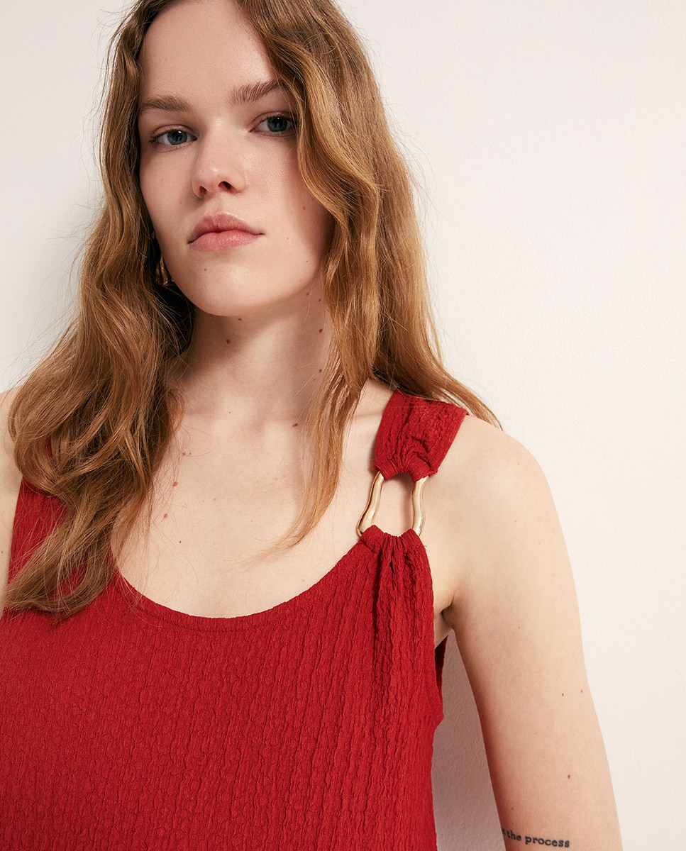 Vestido com Peça com Textura Rosa-3