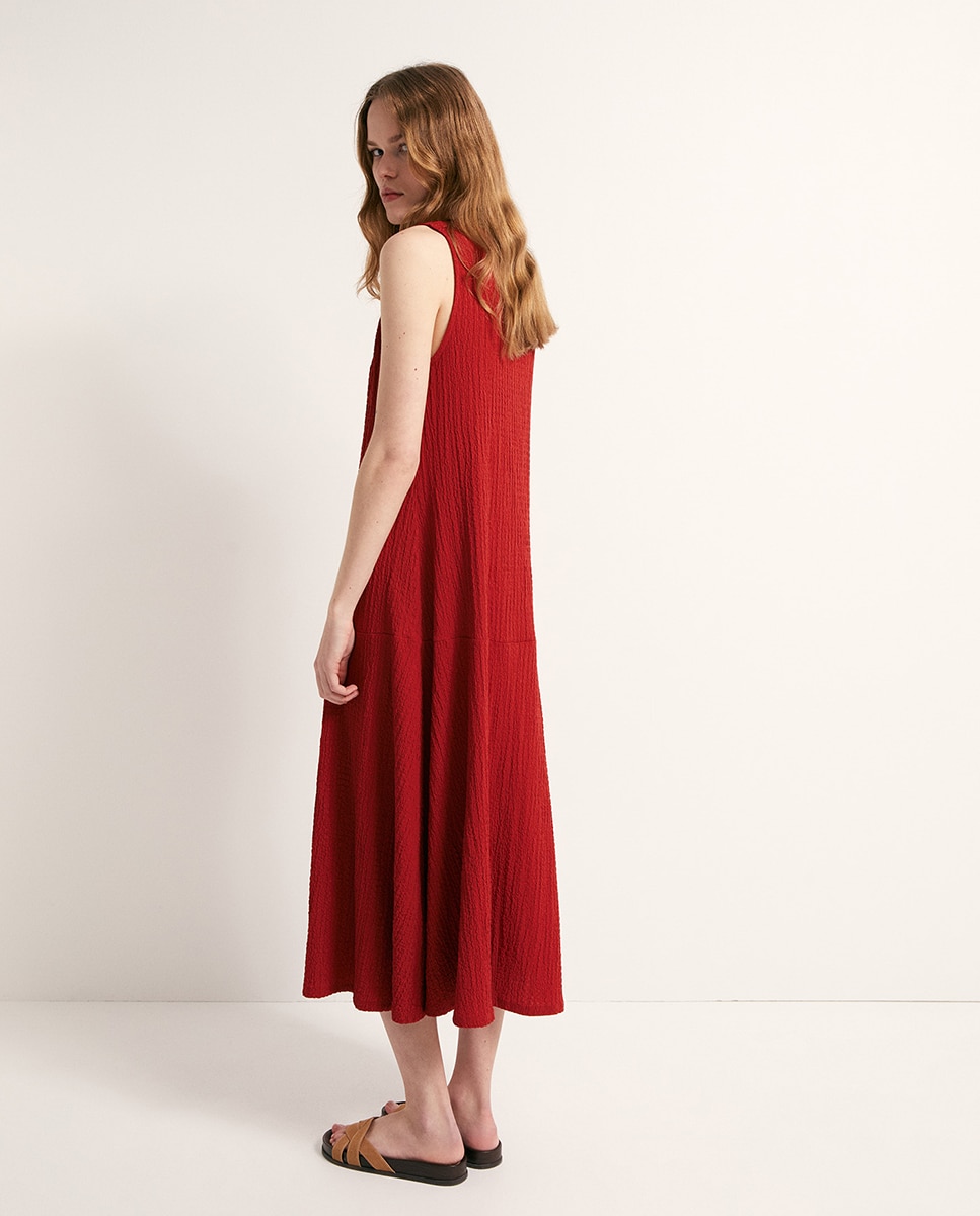 Vestido com Peça com Textura Rosa-4
