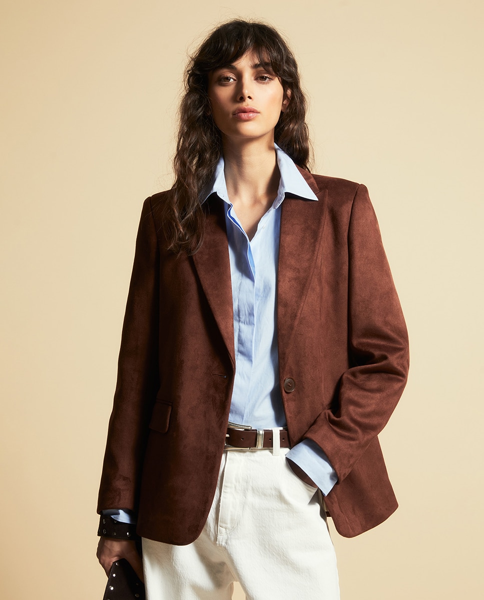 Blazer de Camurcina Castanho-2