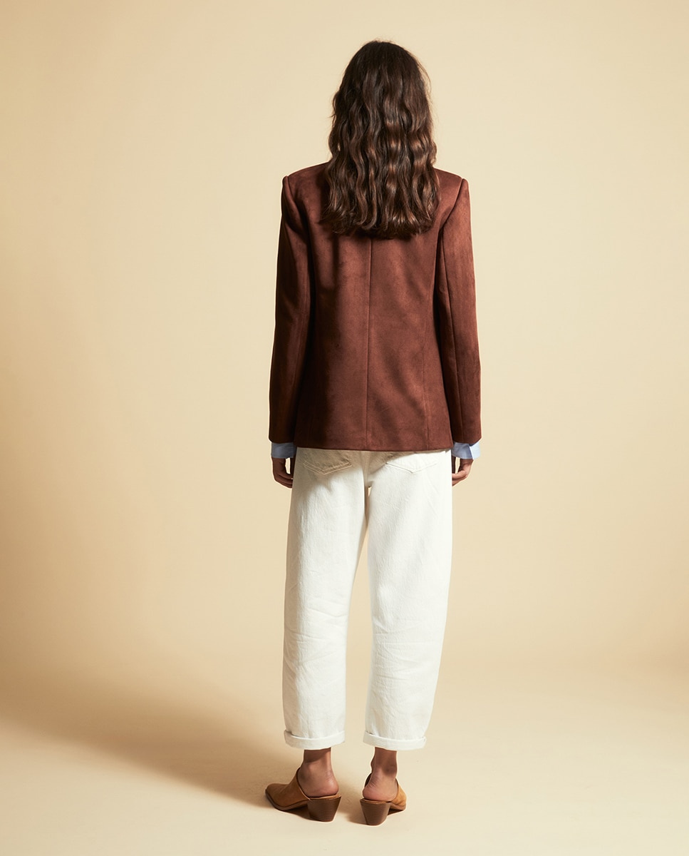 Blazer de Camurcina Castanho-4