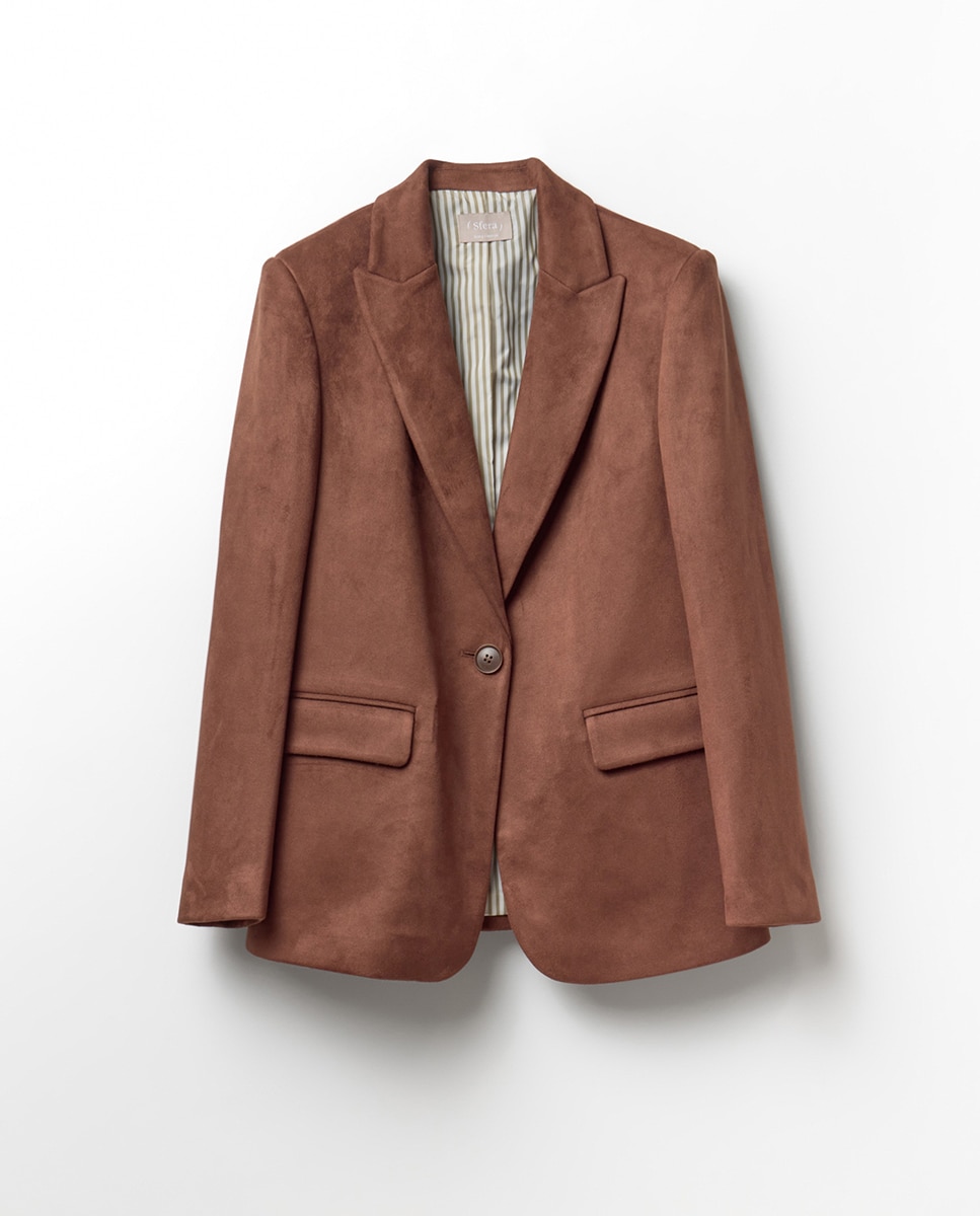 Blazer de Camurcina Castanho-6