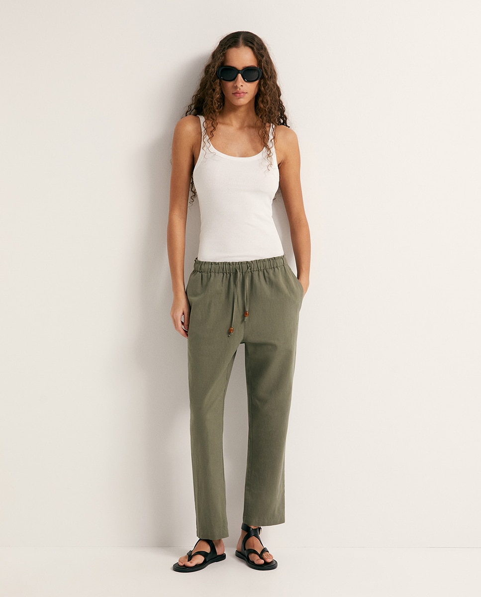 Imagem 0 de Calças regular de linho